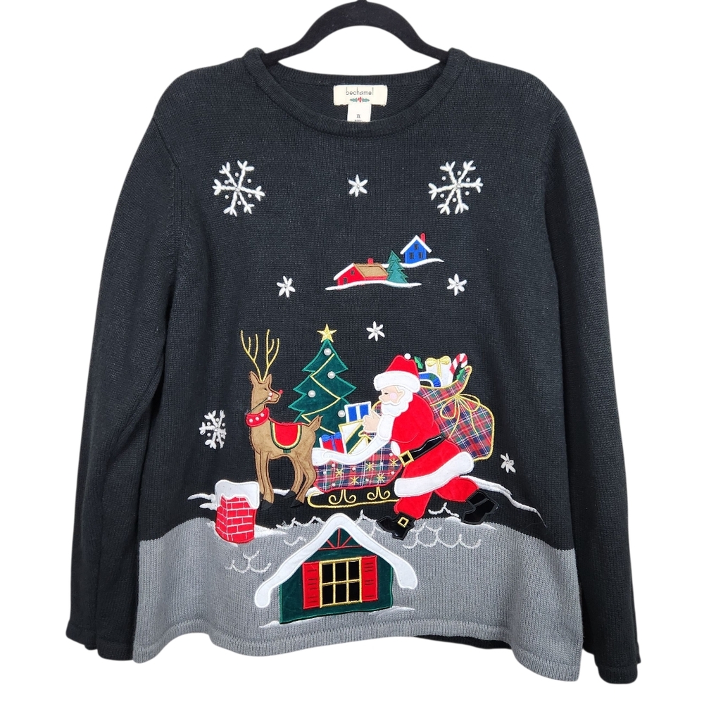 Bechamel Pretty Cute Christmas Sweater Teacher Nurse Holiday Pearl Women Size XL